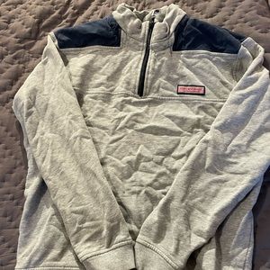 Vineyard Vines Mens Quarter Zip — Grey and Navy — size small